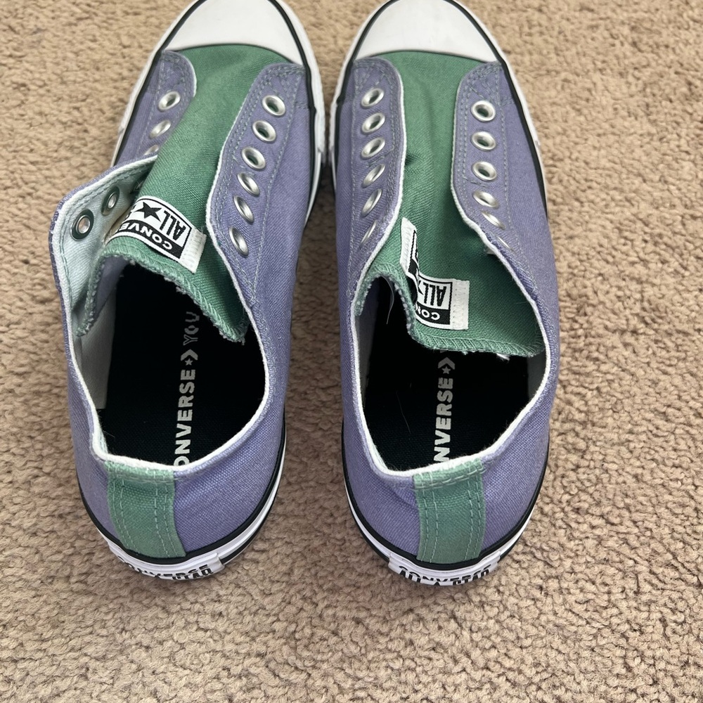 Converse Two-Tone Green and Purple Sneakers - Picture 3 of 10